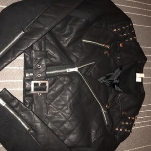 Black Leather Jacket - NEVER WORN -Great Condition